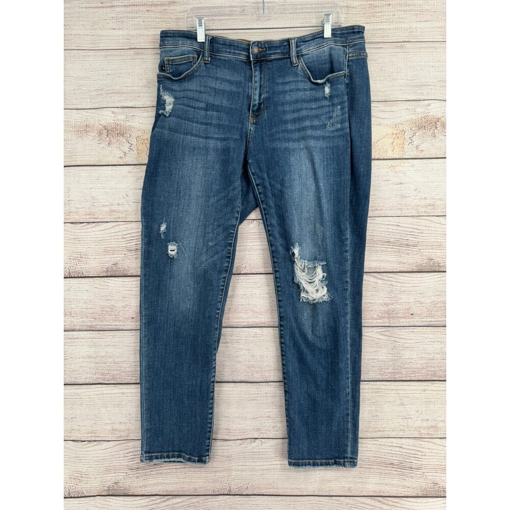 Judy Blue Slim Fit High Waist Tapered Distressed‎ Jean Womens 15/32 Blue